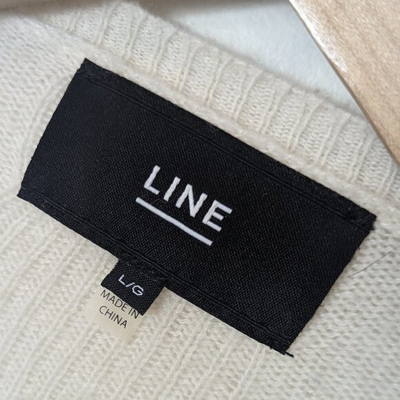 LINE the Label Nordstrom 100% Cashmere Sweater Stripe White & Pink - Picture 5 of 6